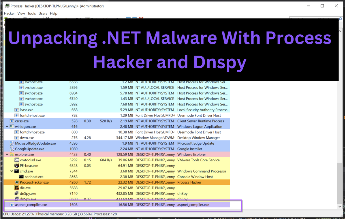 Unpacking .NET Malware With Process Hacker and Dnspy