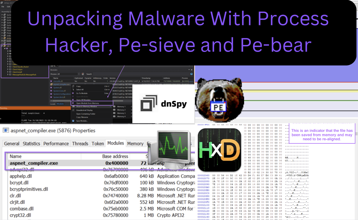 Malware Unpacking With Memory Dumps - Intermediate Methods (Pe-Sieve, Process Hacker, Hxd and Pe-bear)